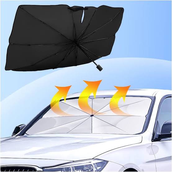 Protetor de Para-brisa Dobrável Tipo Guarda-Chuva – Anti-UV, Portátil, Ideal para Sol Forte 🚗☀️