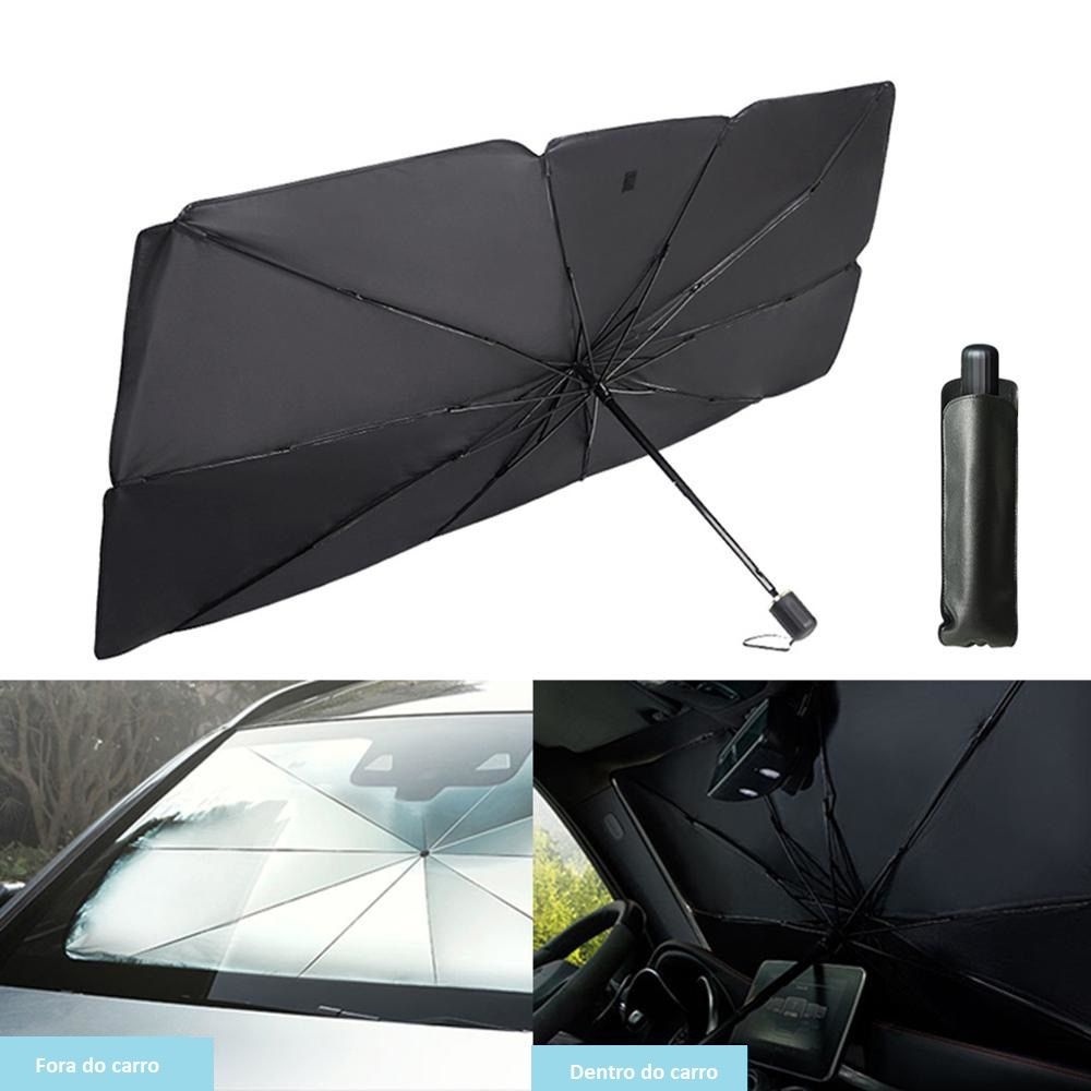 Protetor de Para-brisa Dobrável Tipo Guarda-Chuva – Anti-UV, Portátil, Ideal para Sol Forte 🚗☀️