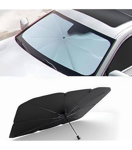 Protetor de Para-brisa Dobrável Tipo Guarda-Chuva – Anti-UV, Portátil, Ideal para Sol Forte 🚗☀️
