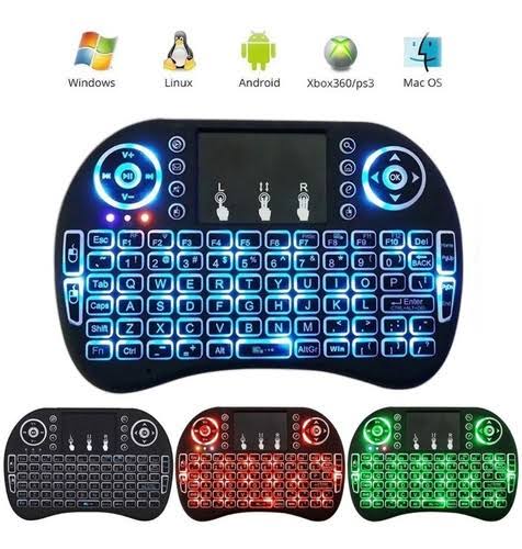 Mini Teclado Sem com Touchpad – 2.4GHz + Bluetooth, Iluminação LED, Compatível com Smart TV, PC e TV Box 💻📺
