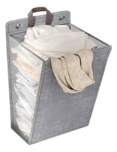 Cesto de Roupas Dobrável com Alças e Ganchos – Design Slim, Ideal para Banheiro e Lavanderia