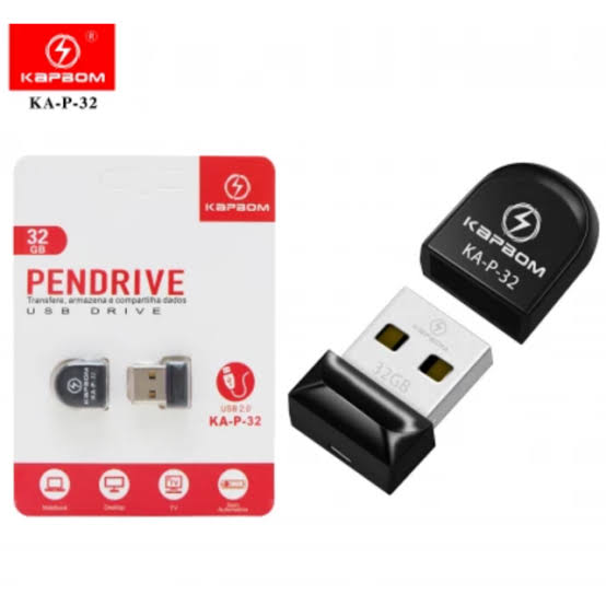 Pendrive 32gb USB 2.0 – Compacto, Rápido e Compatível com PC, TV e Som Automotivo 💾🔌