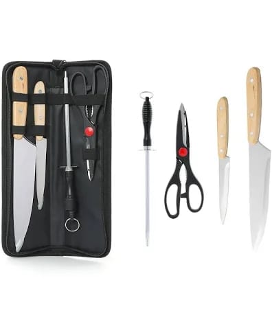 🔪 Kit Profissional de Facas com Estojo – 5 Peças 🍖🧄